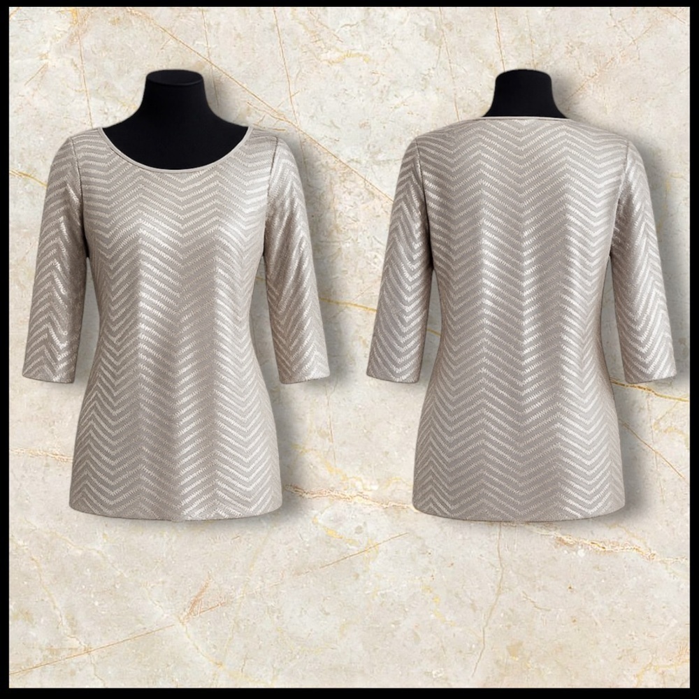White House Black Market Silver/Gold Sequin Top - Size Small